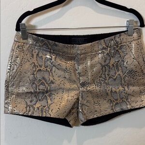 GUESS Beige and Black Metallic Snake-Print High Waist Shorts